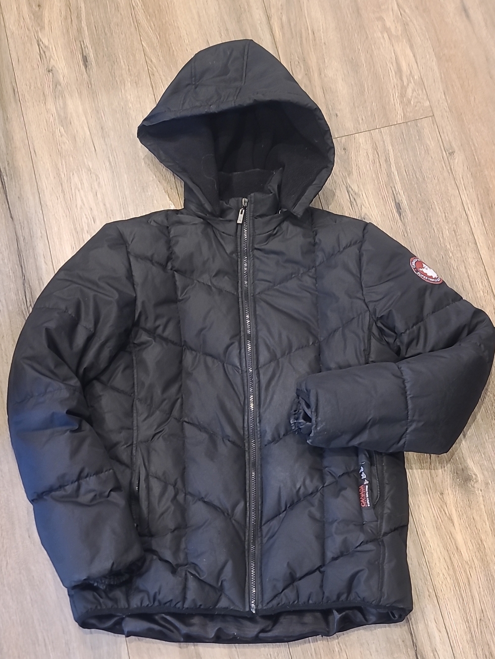 Canada Weather Gear Super Triple Goose Women's Large Black Puffer Jacket Hood